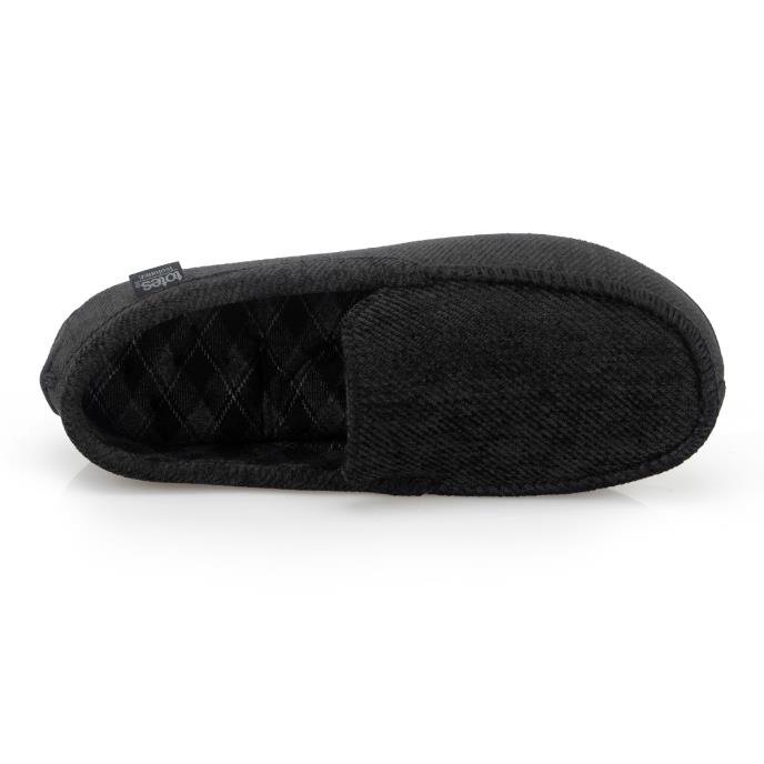 Isotoner® Mens Soft Cord Moccasin Slipper Black Extra Image 4